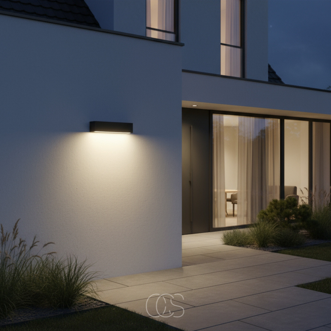 Applique murale extérieure descendante anthracite 897 lm LED intégrée IP65 style contemporain aluminium | Koossa