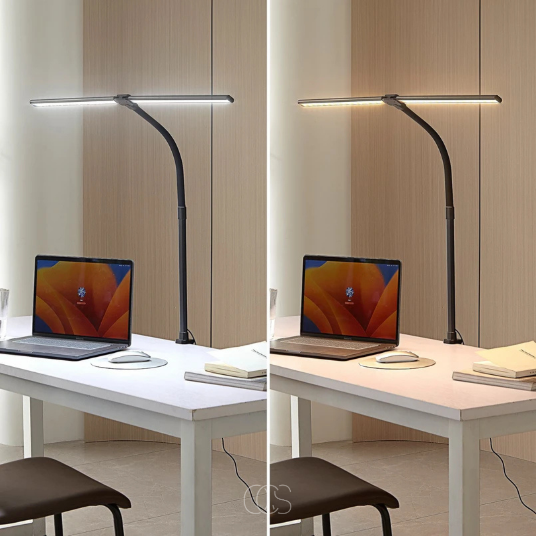Clamp-On Gooseneck Desk Lamp, 38 in Dimmable LED Task Light, Black Iron Reading Lamp for Office, Workspace, Study Corner | Lonoma