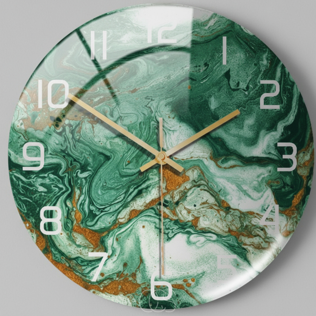 Horloge murale silencieuse effet marbre blanc 30 cm design chic minimaliste moderne pour salon chambre bureau | Koossa