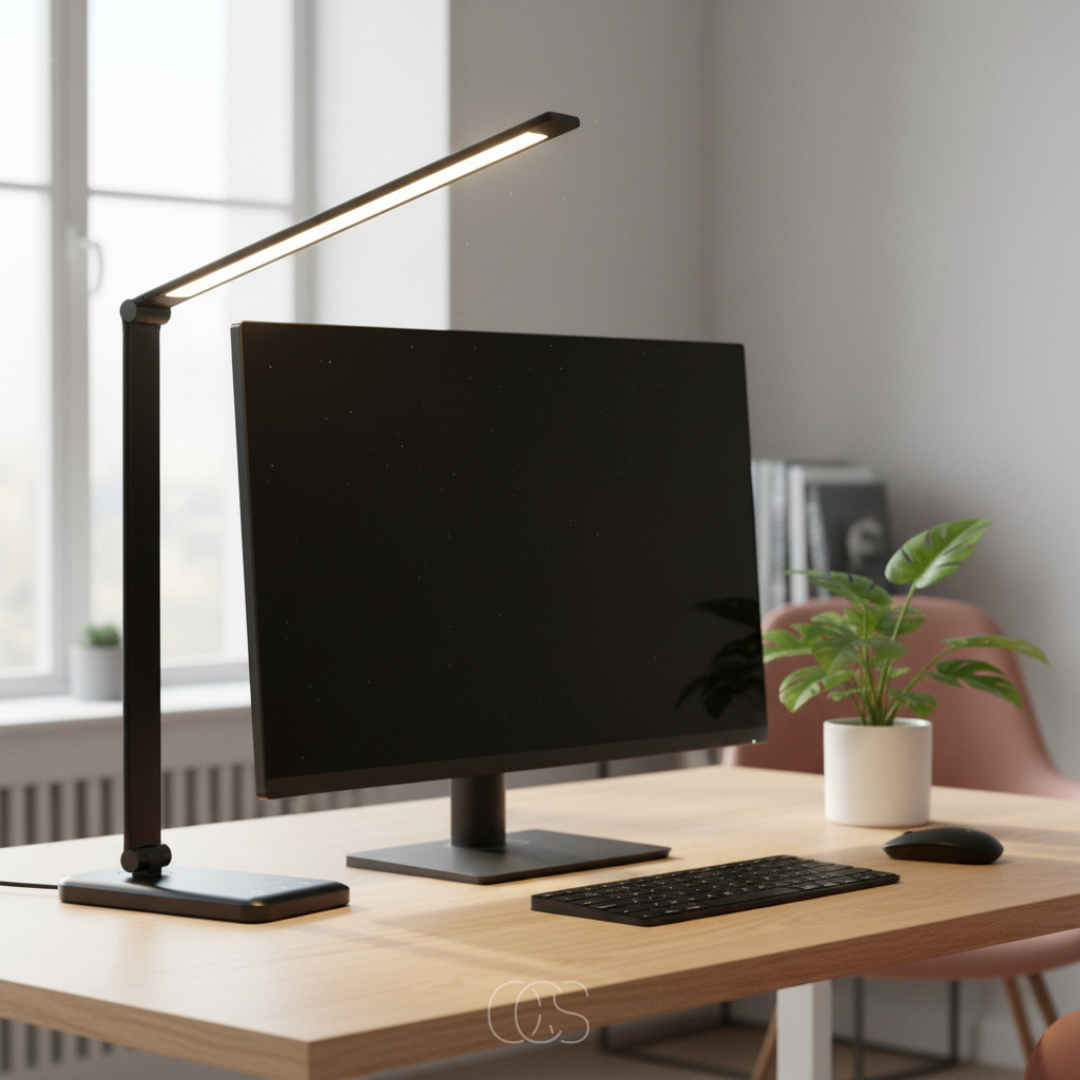 Lampe de bureau LED sans fil rechargeable USB-C tactile avec variateur et trois températures de lumière noire | Koossa
