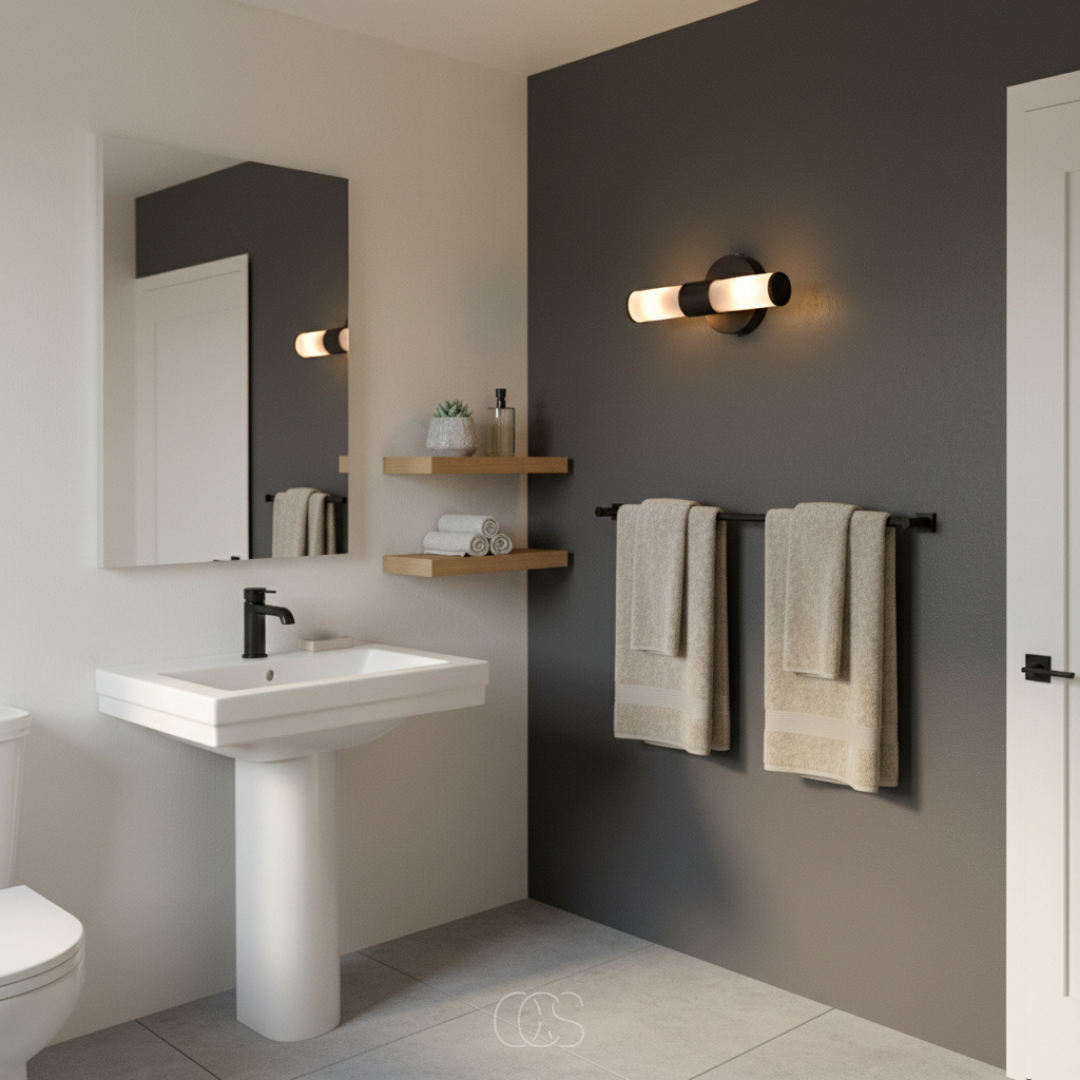 Applique murale haut et bas en verre dépoli noir pour salle de bains éclairage LED intégré 7 W blanc chaud | Koossa