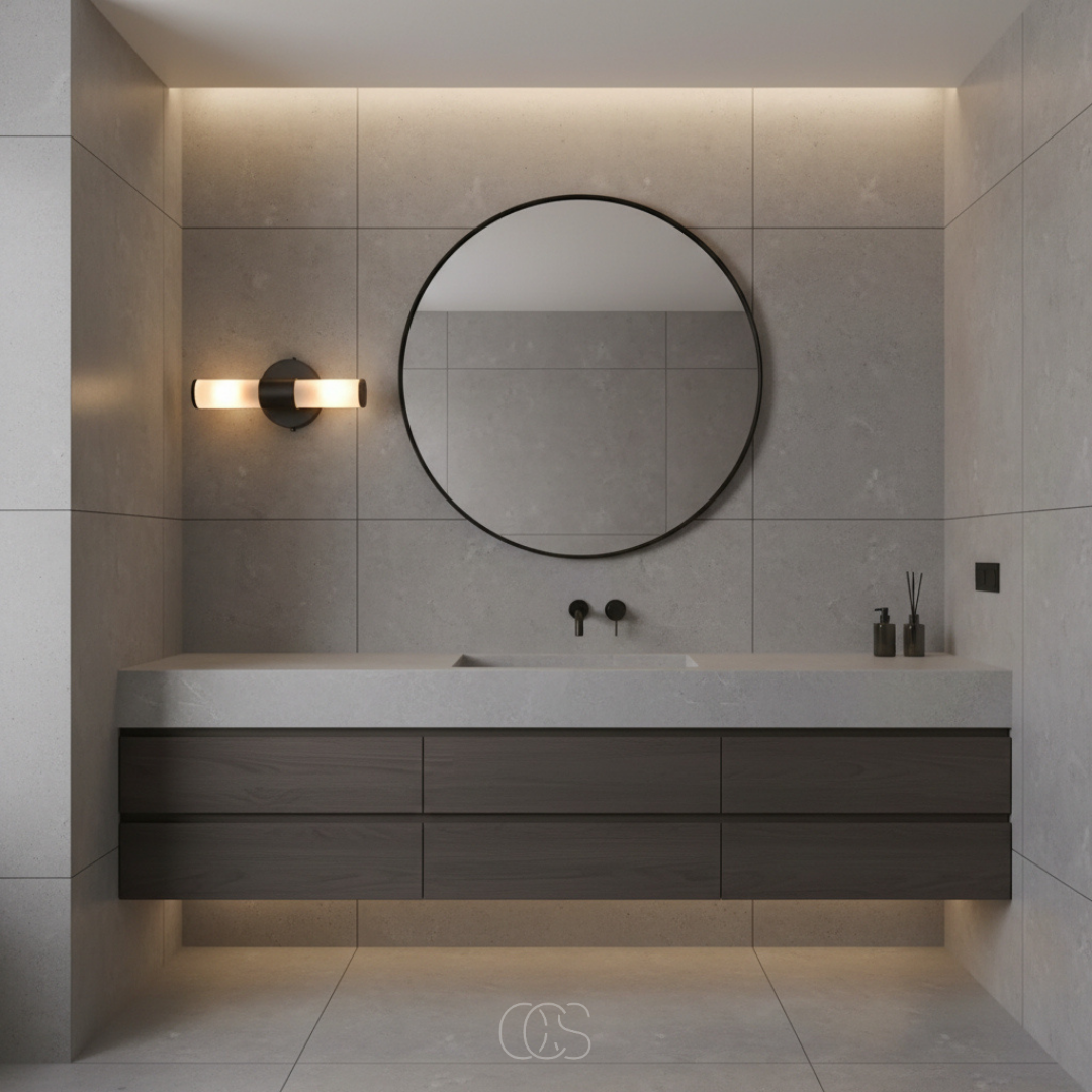 Applique murale haut et bas en verre dépoli noir pour salle de bains éclairage LED intégré 7 W blanc chaud | Koossa