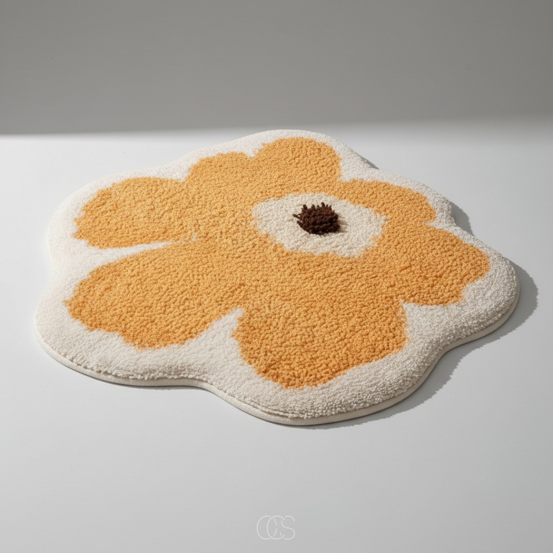 Tapis de bain en forme de fleur antidérapant absorbant douceur confort salle d'eau décoration textile | Koossa