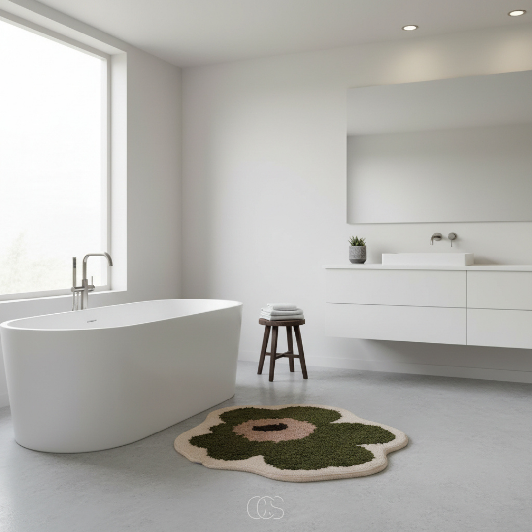 Tapis de bain en forme de fleur antidérapant absorbant douceur confort salle d'eau décoration textile | Koossa