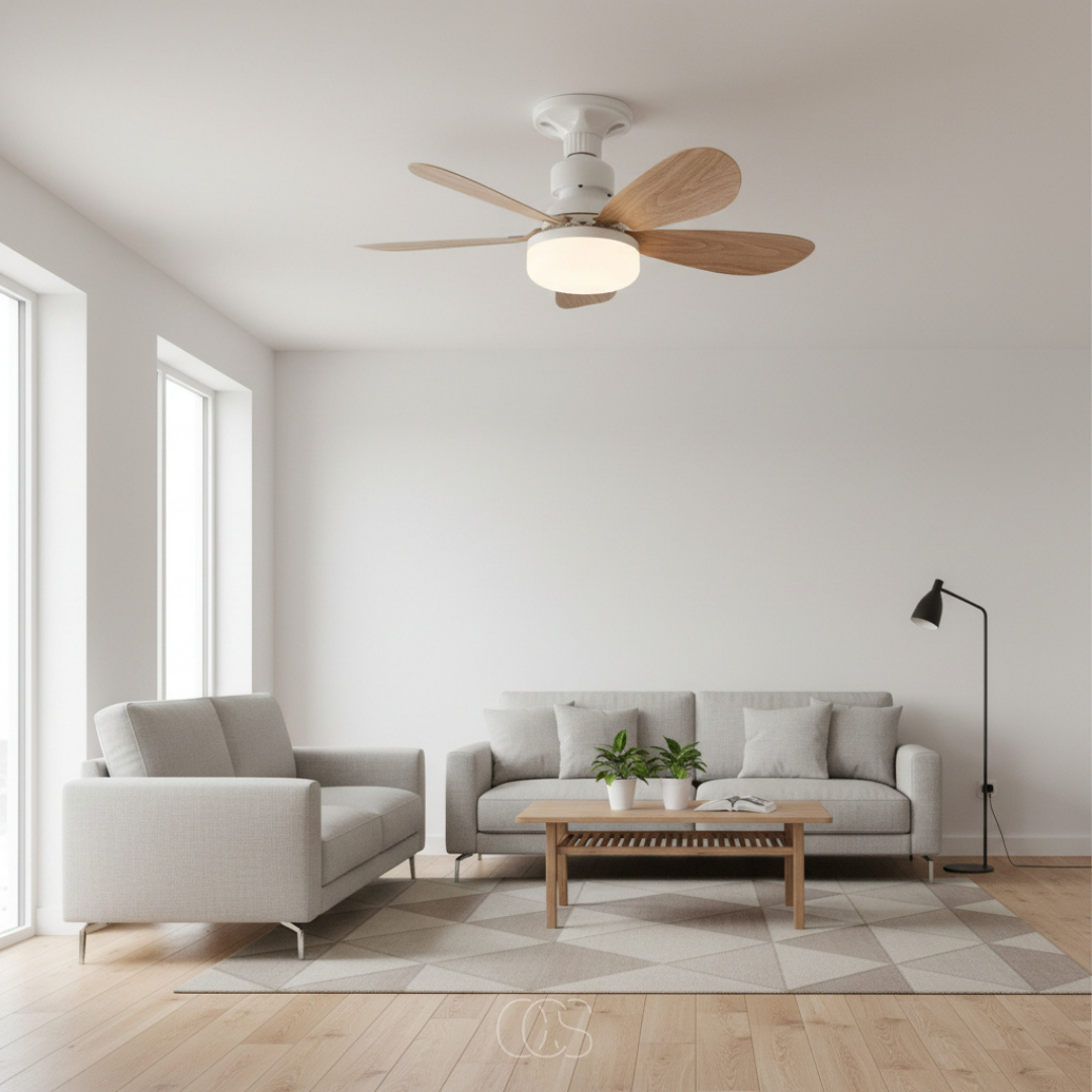 Ventilateur de plafond silencieux avec éclairage LED réglable 3 vitesses idéal chambres séjours salon moderne | Koossa