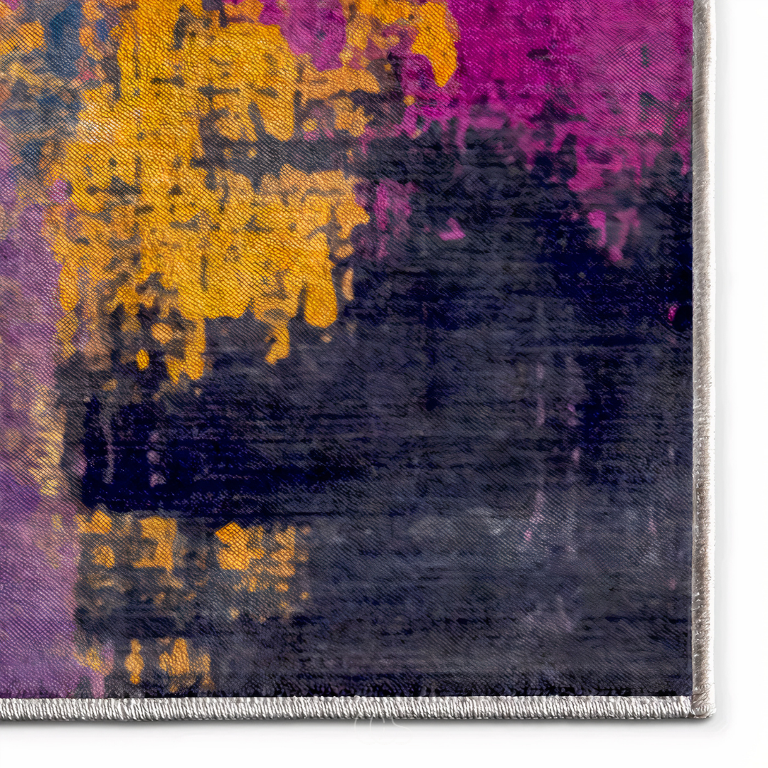 Tapis Abstract Multicolore 200×230 cm Motif Marbré Moderne Salon Chambre Design Contemporain Polyester | Koossa
