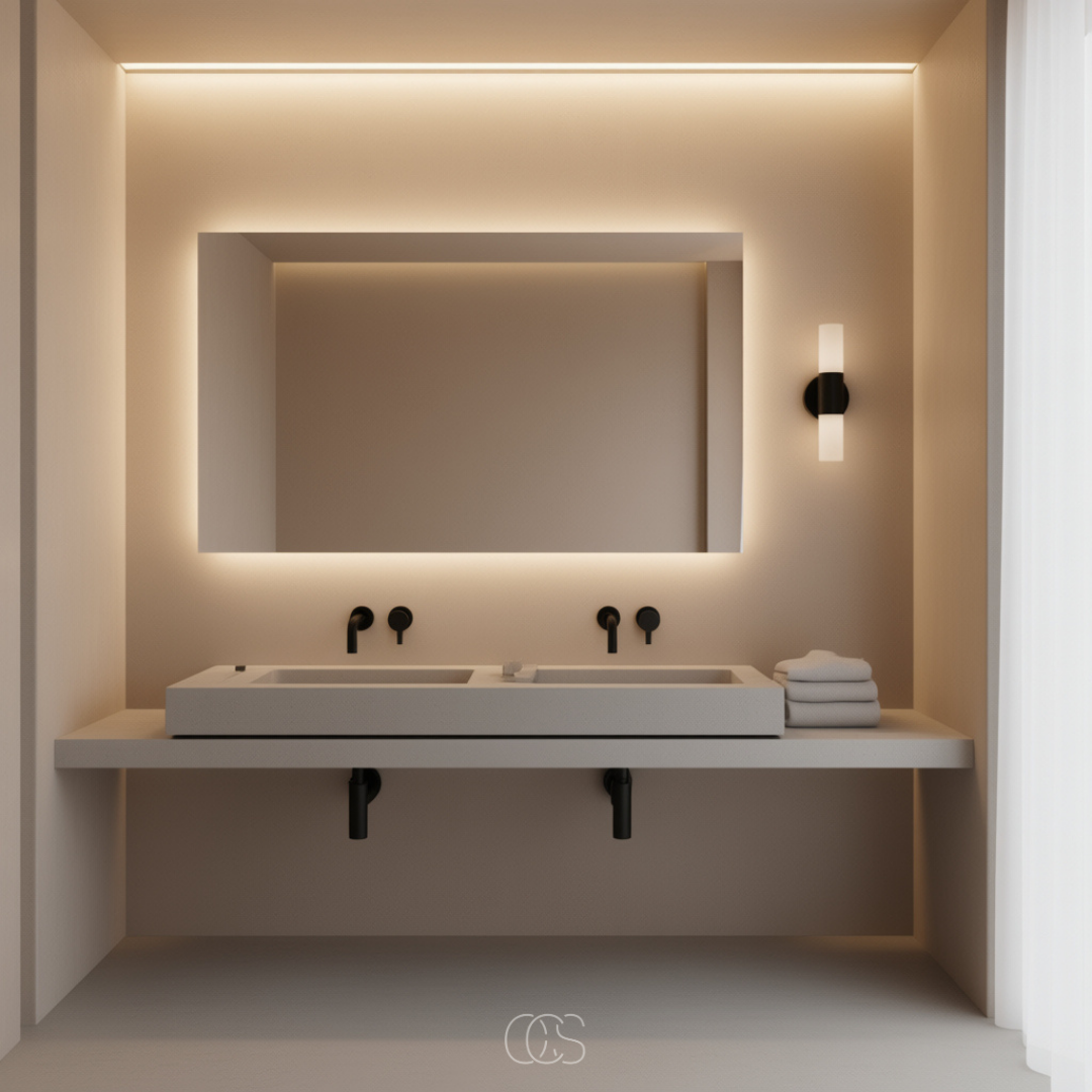Applique murale haut et bas en verre dépoli noir pour salle de bains éclairage LED intégré 7 W blanc chaud | Koossa