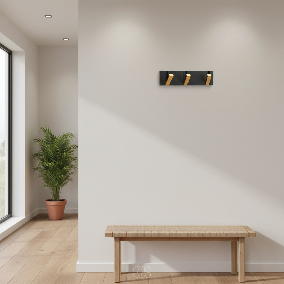Patère murale pliable en métal mat pour hall d'entrée et salle de bains style japonais épuré minimaliste | Koossa