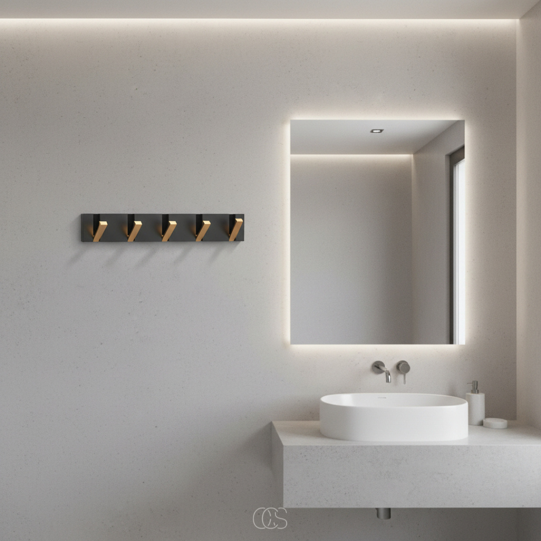 Patère murale pliable en métal mat pour hall d'entrée et salle de bains style japonais épuré minimaliste | Koossa