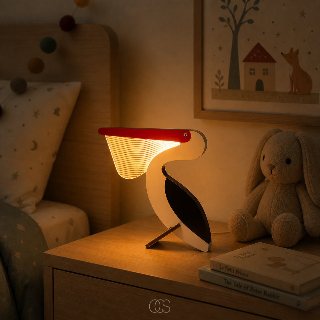 Lampe à Poser LED Enfant Motif Animal en Bois Naturel Veilleuse Douce Chambre Bébé Décoration Scandinave | Koossa