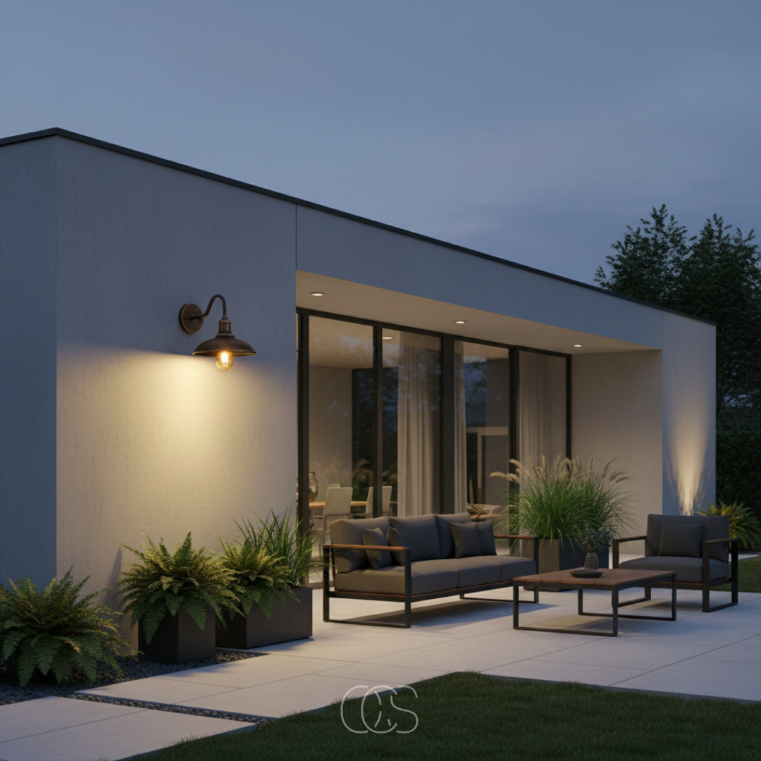 Applique murale extérieure vintage en métal bronze, luminaire étanche IP55 pour façade terrasse jardin balcon | Koossa