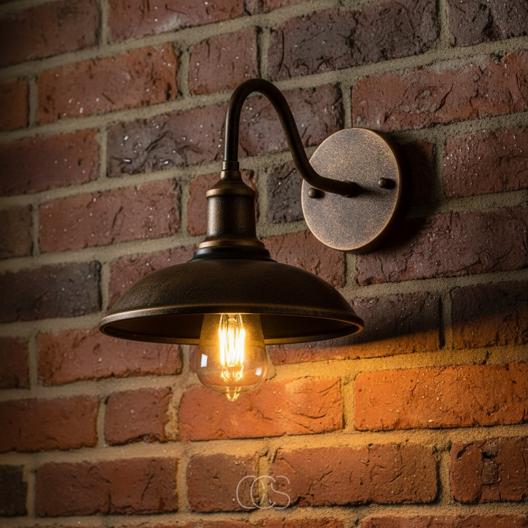 Applique murale extérieure vintage en métal bronze, luminaire étanche IP55 pour façade terrasse jardin balcon | Koossa