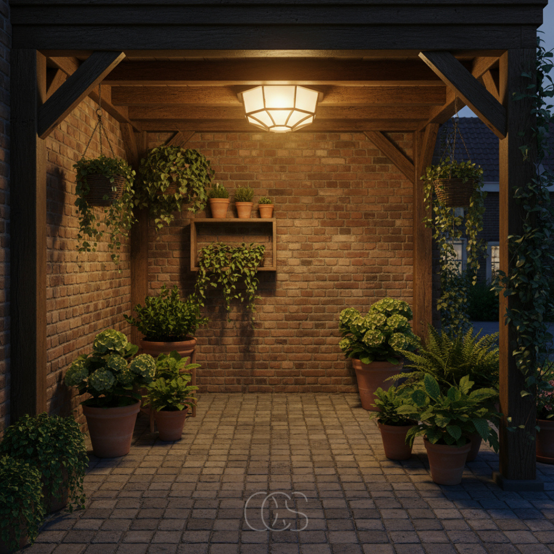 Plafonnier extérieur en aluminium et verre gris foncé E27 dimmable IP44 étanche pour terrasse jardin balcon | Koossa