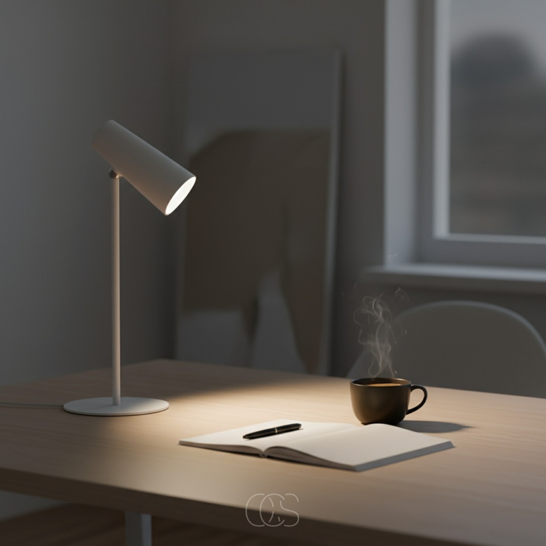 Lampe de bureau sans fil rechargeable tactile réglable 3 températures de lumière design industriel nomade | Koossa