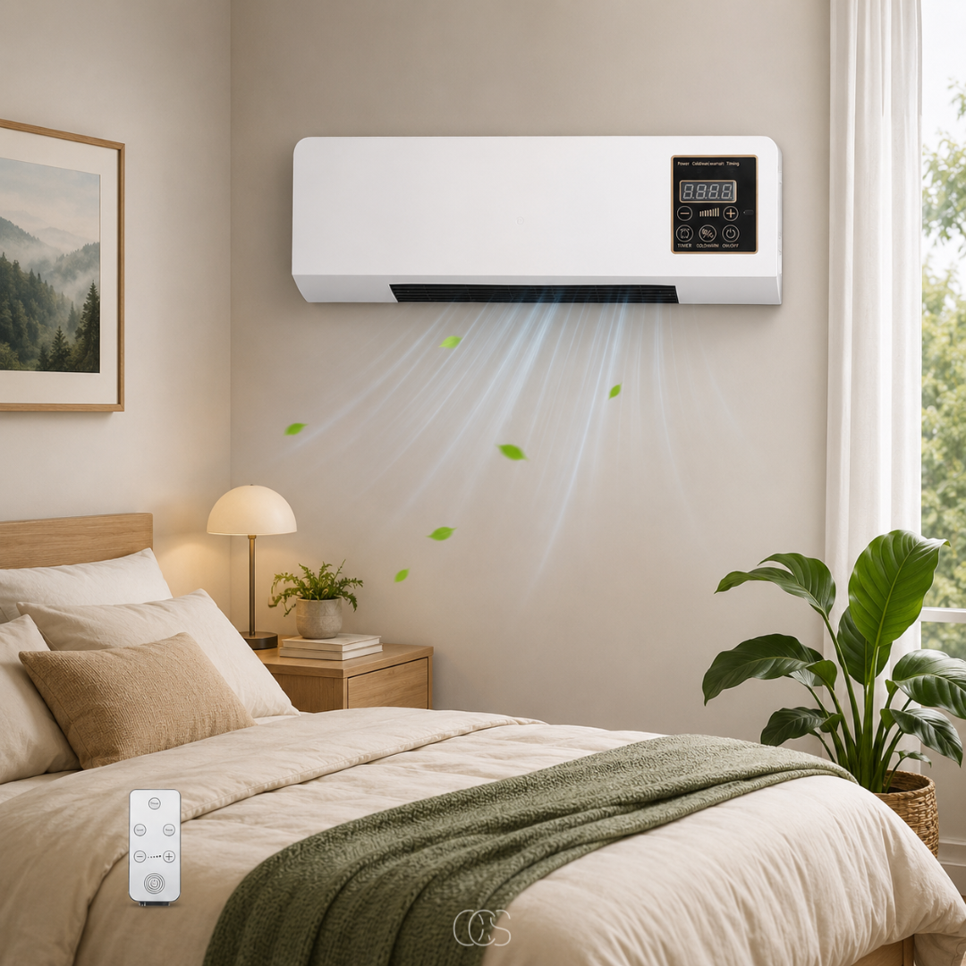 Ventilateur mural chauffant 2 en 1 avec minuteur programmable pour toute saison salon chambre bureau blanc | Koossa