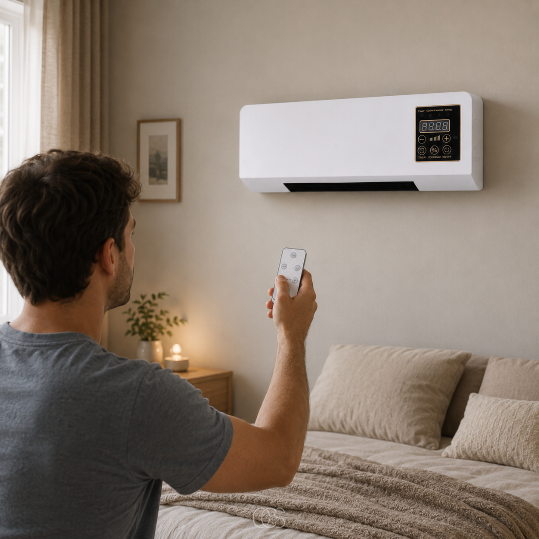 Ventilateur mural chauffant 2 en 1 avec minuteur programmable pour toute saison salon chambre bureau blanc | Koossa