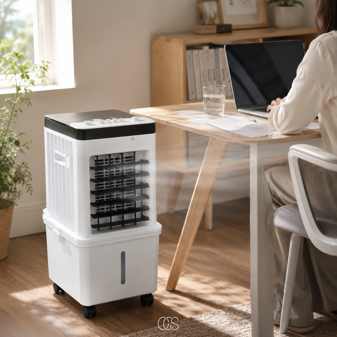 Refroidisseur d'air mobile 3-en-1 avec réservoir d'eau et roulettes pour climatisation intérieur confortable | Koossa
