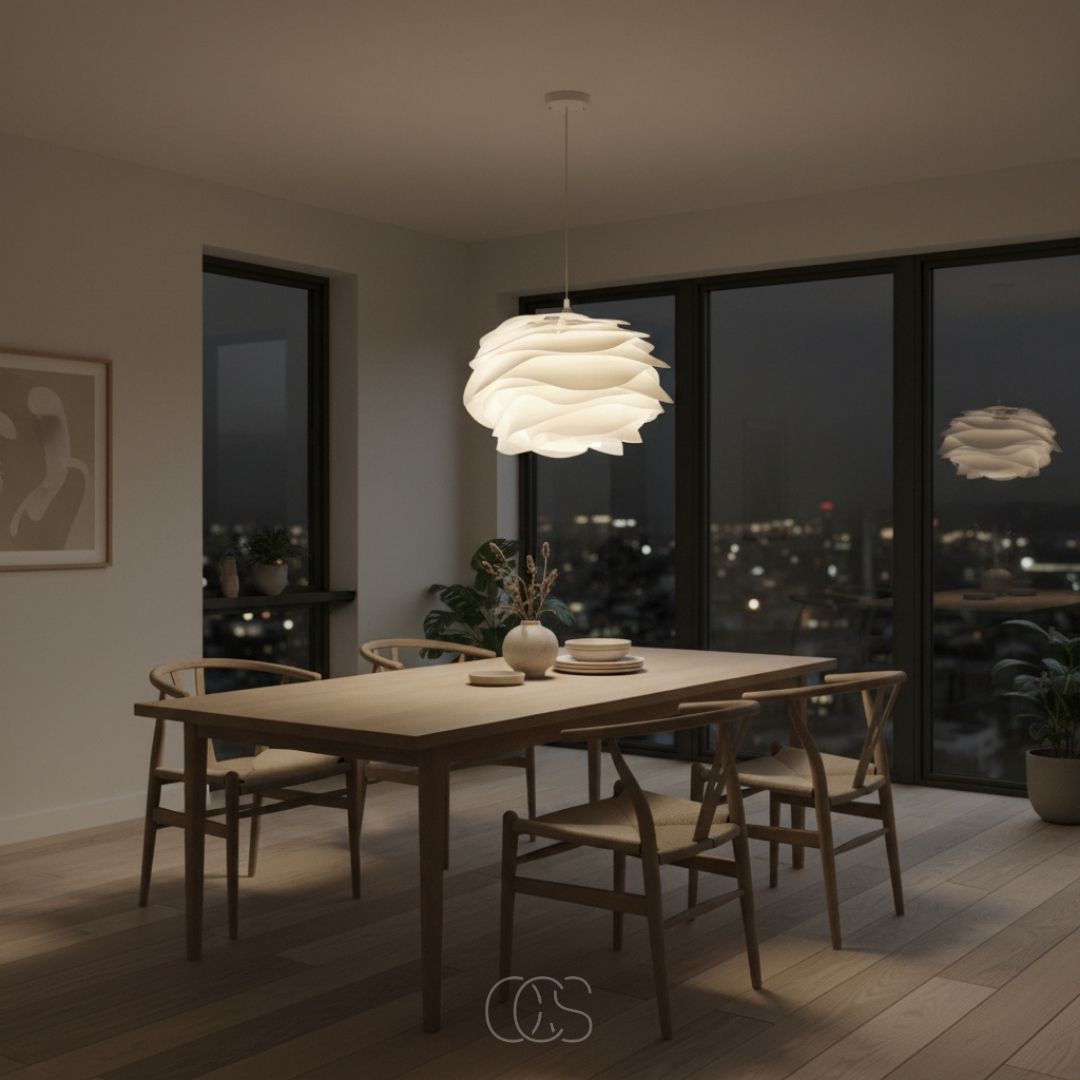 Suspension florale blanche diffusant une lumière douce et apaisante pour salon chambre à coucher et salle à manger | Koossa