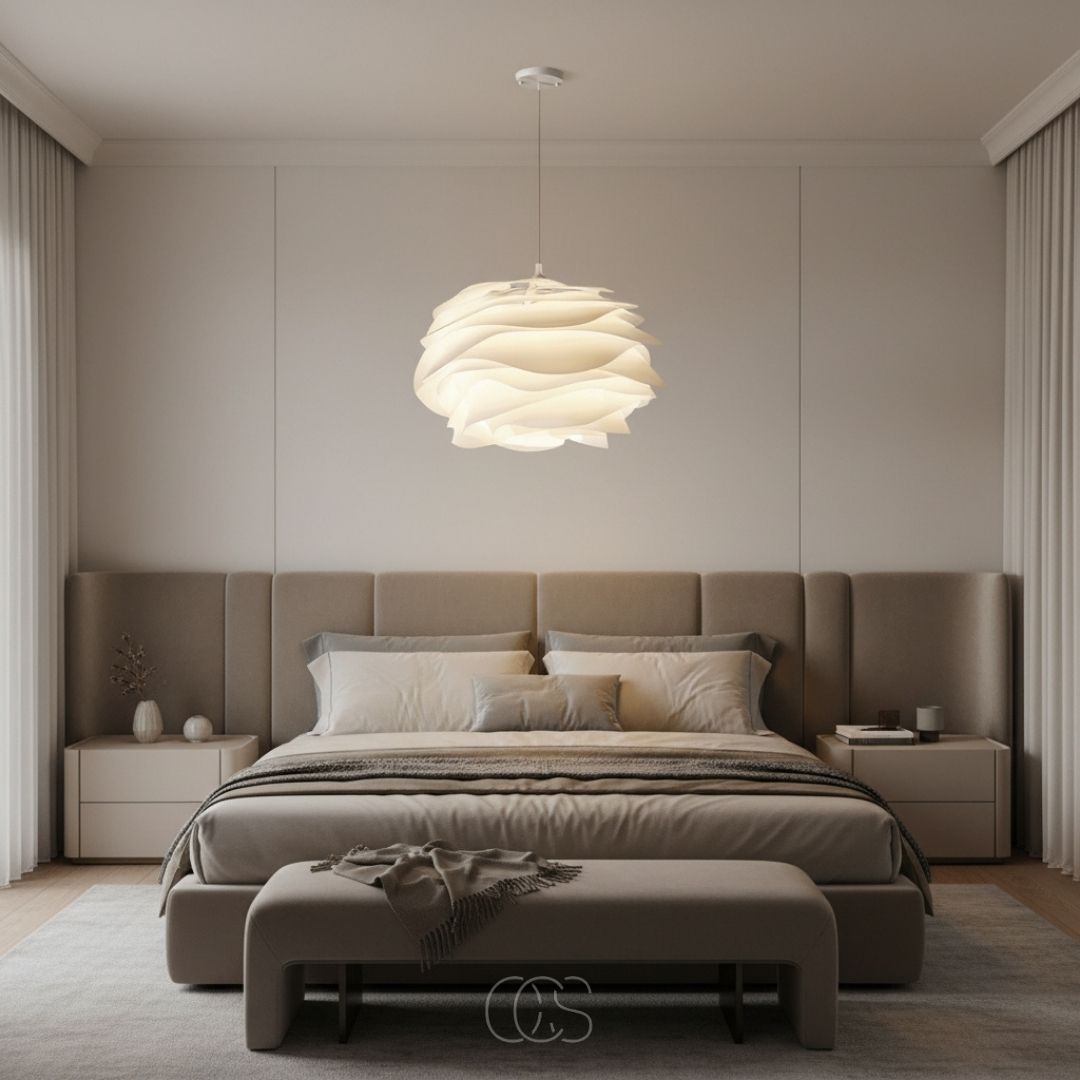 Suspension florale blanche diffusant une lumière douce et apaisante pour salon chambre à coucher et salle à manger | Koossa