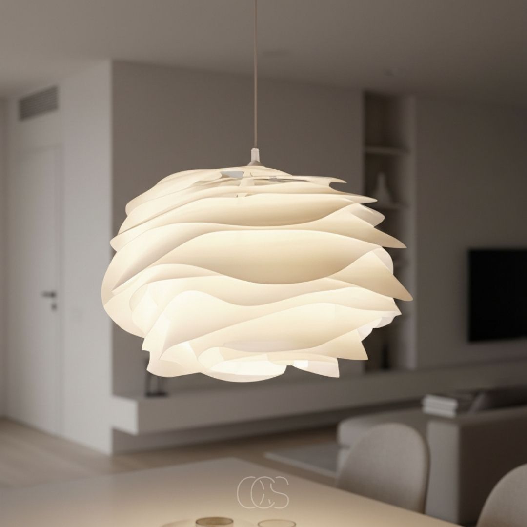 Suspension florale blanche diffusant une lumière douce et apaisante pour salon chambre à coucher et salle à manger | Koossa