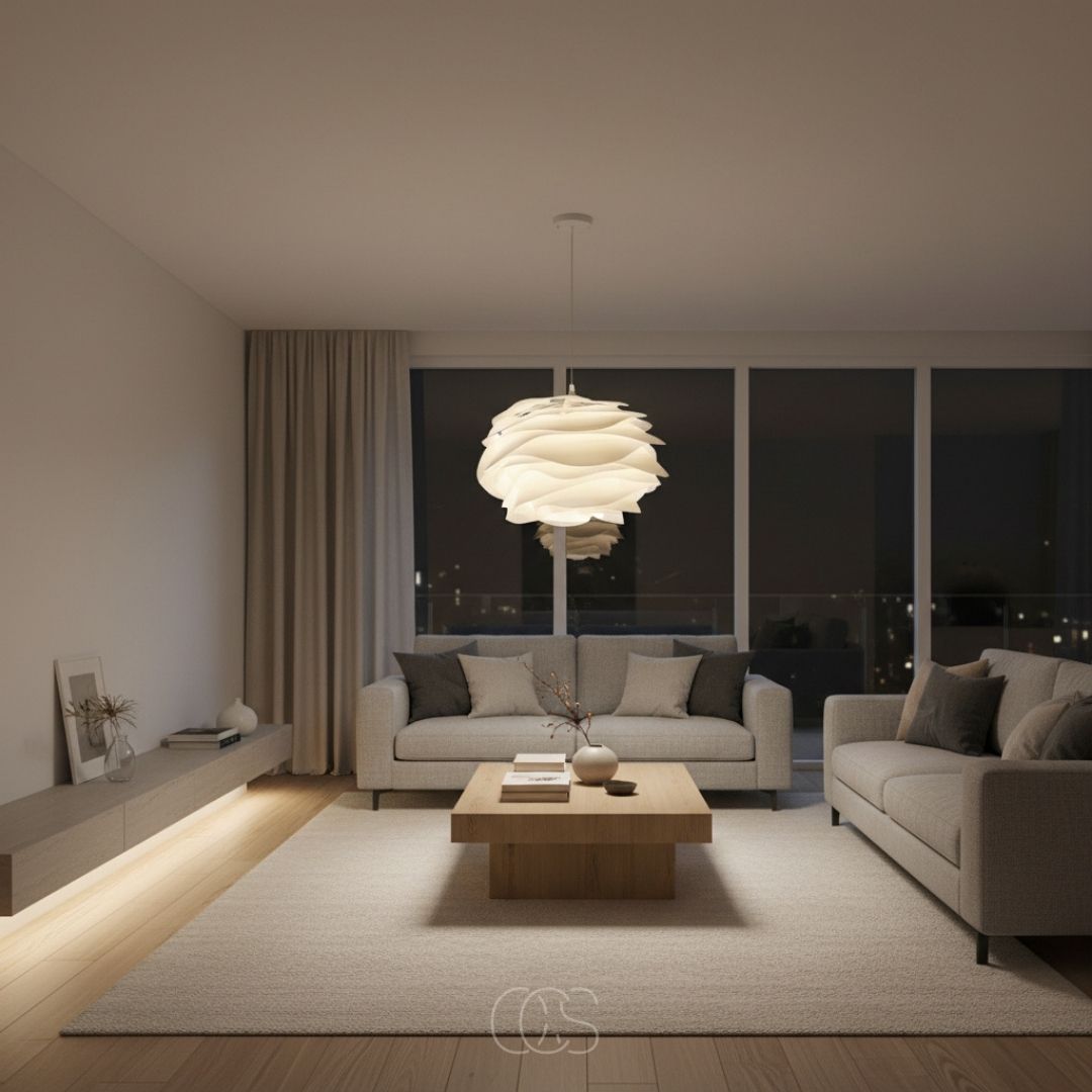 Suspension florale blanche diffusant une lumière douce et apaisante pour salon chambre à coucher et salle à manger | Koossa