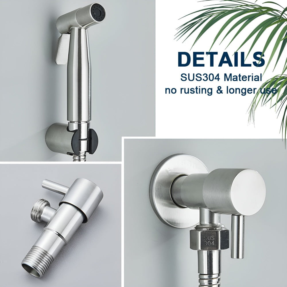 Douchette Hygiénique Murale Inox Jet Réglable Toilette Moderne Salle d'Eau Bien-Être Quotidien Compact | Koossa