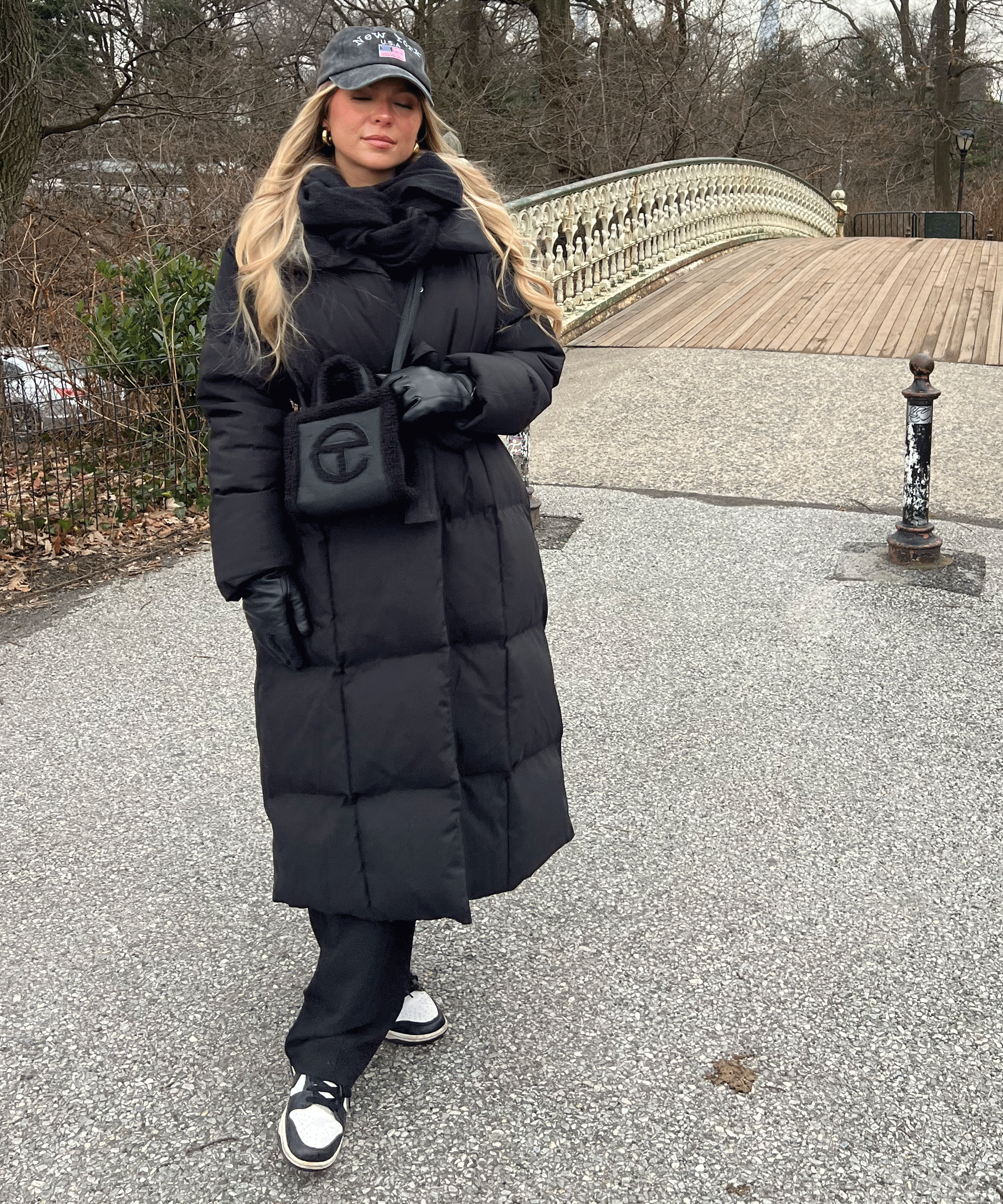 Women's Black Maxi Puffer Coat with Belt — Elegant Long Winter Jacket for Cold Weather & Everyday Style | Koossa