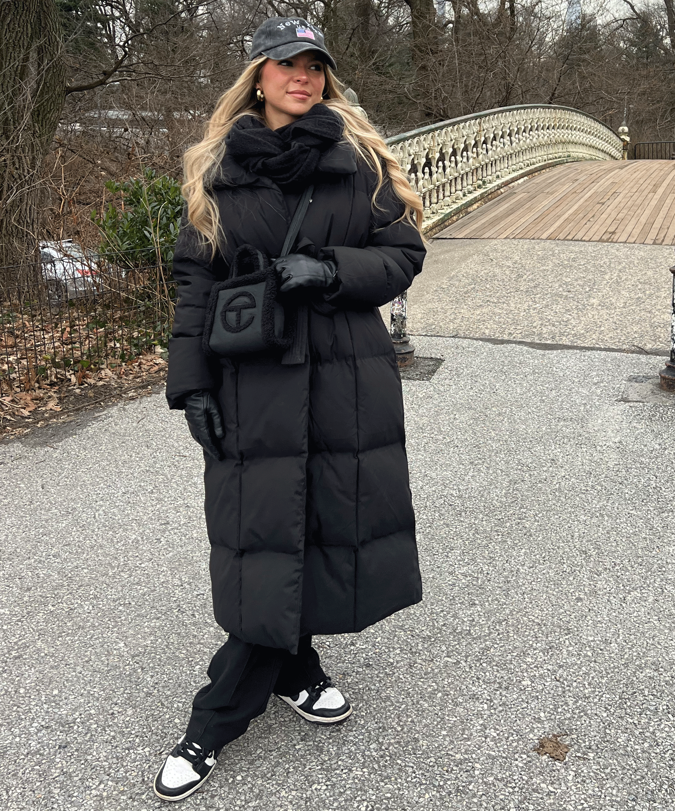Women's Black Maxi Puffer Coat with Belt — Elegant Long Winter Jacket for Cold Weather & Everyday Style | Koossa