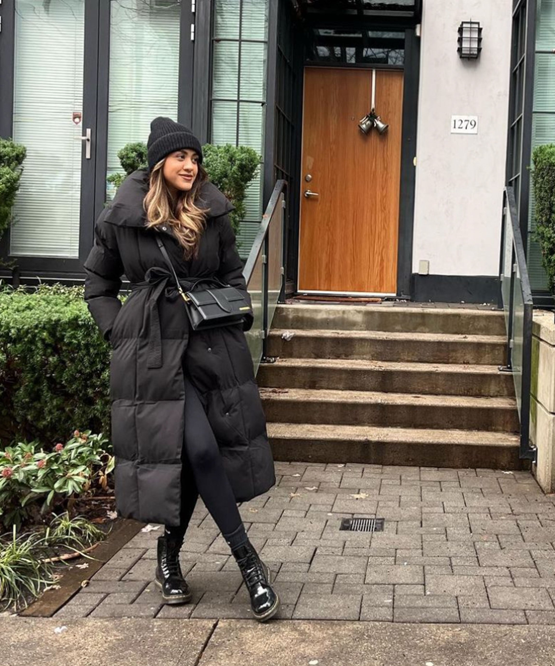 Women's Black Maxi Puffer Coat with Belt — Elegant Long Winter Jacket for Cold Weather & Everyday Style | Koossa
