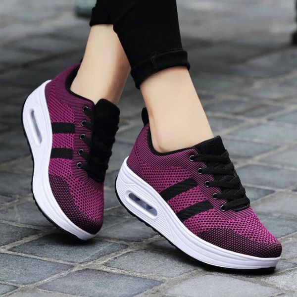 Women's Orthopaedic Air-Cushioned Shoes with Arch Support in Purple, Black, Pink, White and Fuchsia | Lightweight Comfort Footwear for All-Day Wear | Ergonomic Design for Mature Women | Koossa