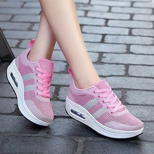 Women's Orthopaedic Air-Cushioned Shoes with Arch Support in Purple, Black, Pink, White and Fuchsia | Lightweight Comfort Footwear for All-Day Wear | Ergonomic Design for Mature Women | Koossa