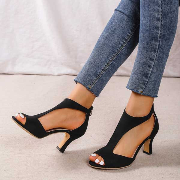 Women's Orthopedic Open-Toe Heels with Arch Support for All-Day Elegance and Comfort | Koossa