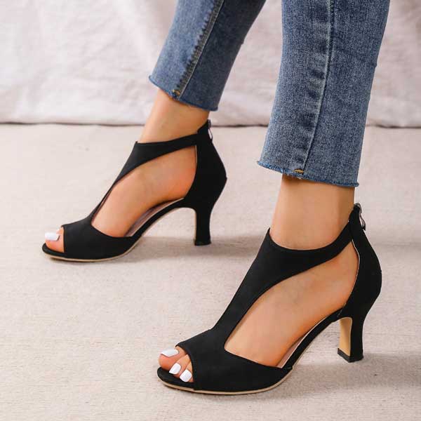 Women's Orthopedic Open-Toe Heels with Arch Support for All-Day Elegance and Comfort | Koossa