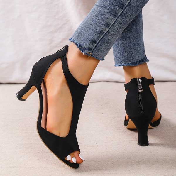 Women's Orthopedic Open-Toe Heels with Arch Support for All-Day Elegance and Comfort | Koossa