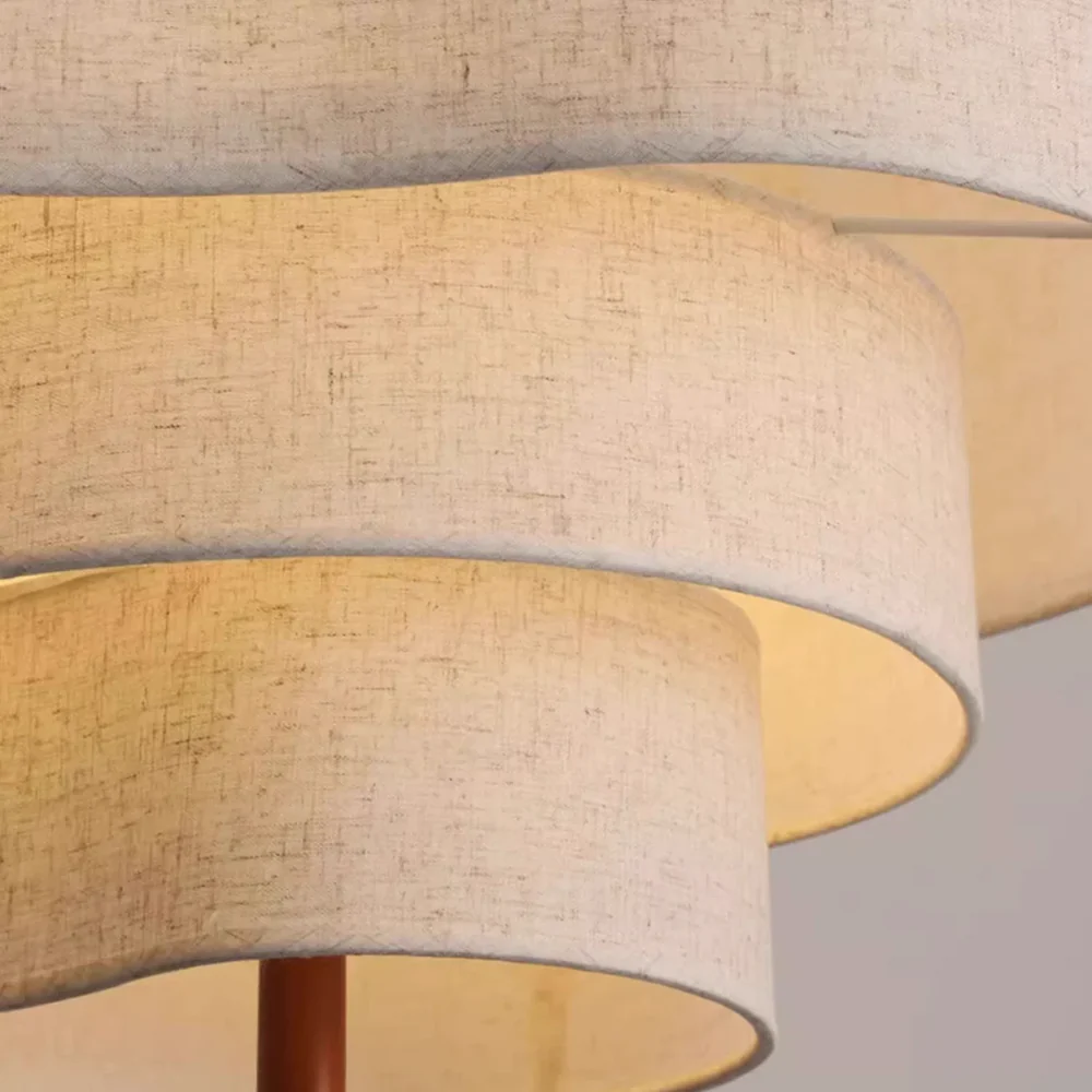 Suspension luminaire textile style zen bois métal éclairage diffus pour salle à manger chambre salon ambiance | Koossa