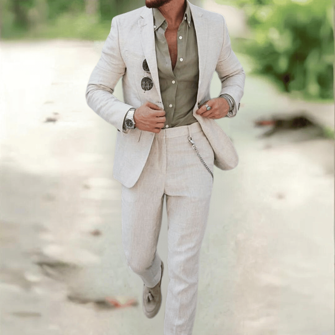 Men's Two-Piece Summer Suit — Lightweight Tailored Jacket & Trousers for Garden Parties & Smart Casual Occasions | Koossa