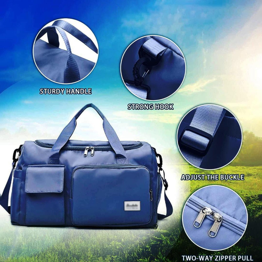 Sports Duffle Weekend Bag with Separate Shoe Compartment — Multi-Pocket Travel Holdall for Gym & Leisure | Koossa