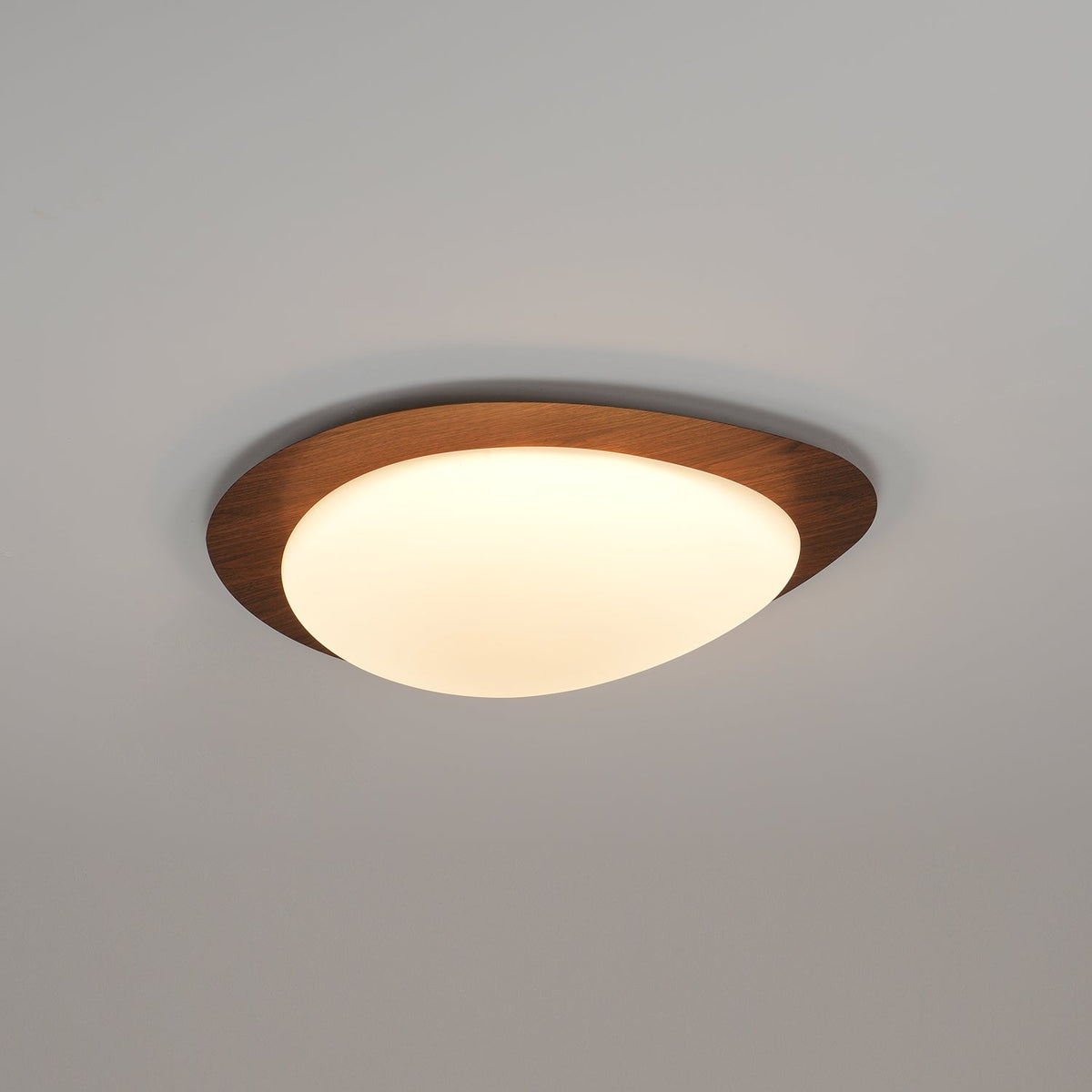 Flush Mount LED Ceiling Light Walnut Wood Finish Oval Pebble Shape for Bedroom Kitchen Hallway Dining Room Living Room | Lonoma