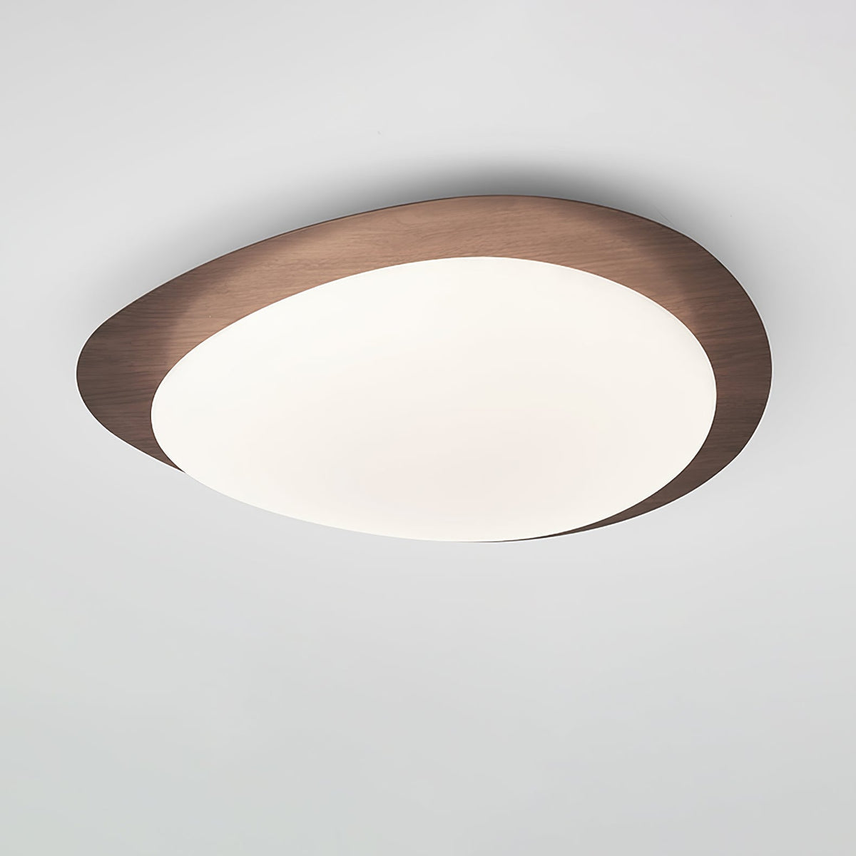 Flush Mount LED Ceiling Light Walnut Wood Finish Oval Pebble Shape for Bedroom Kitchen Hallway Dining Room Living Room | Lonoma