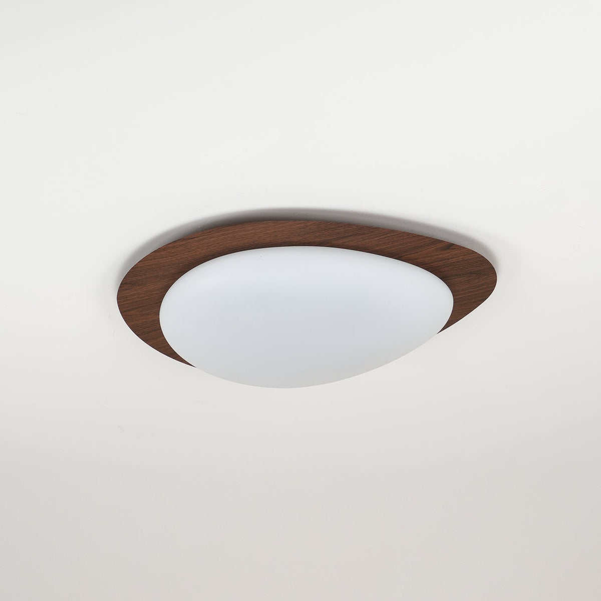 Flush Mount LED Ceiling Light Walnut Wood Finish Oval Pebble Shape for Bedroom Kitchen Hallway Dining Room Living Room | Lonoma