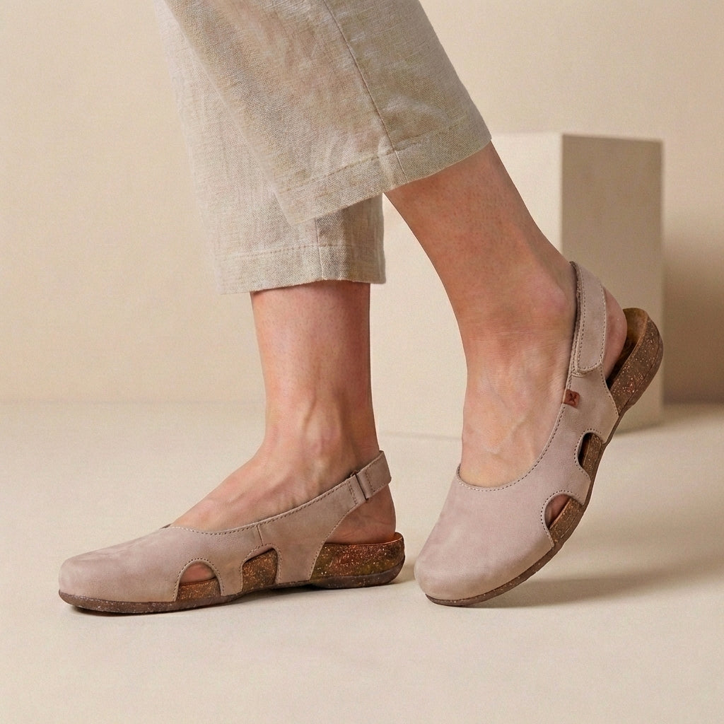 Leather Closed Toe Slingback Sandals — Supportive Summer Shoes with Cut-Out Detail | Koossa