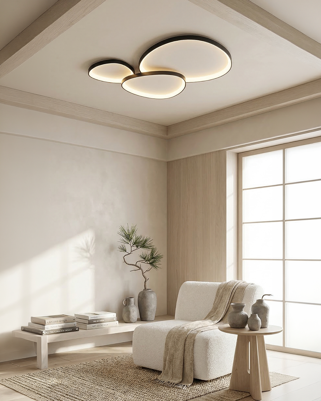 Modern LED Ceiling Light Flush Mount – Dimmable Rectangular Panel with Integrated LED for Living Room, Bedroom & Office | Lonoma