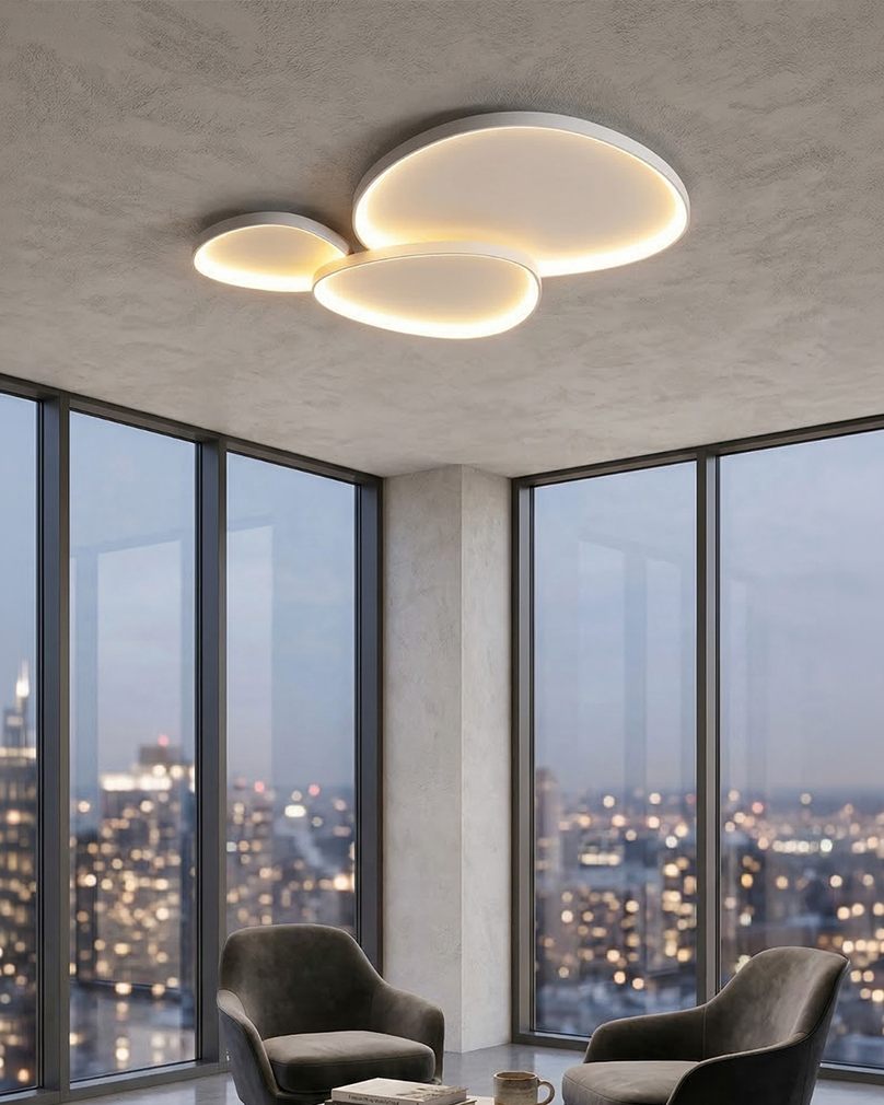 Modern LED Flush Mount Ceiling Light, Minimalist Aluminum & Acrylic Fixture, Low Profile Lamp for Bedroom, Living Room, Hallway, Kitchen | Lonoma