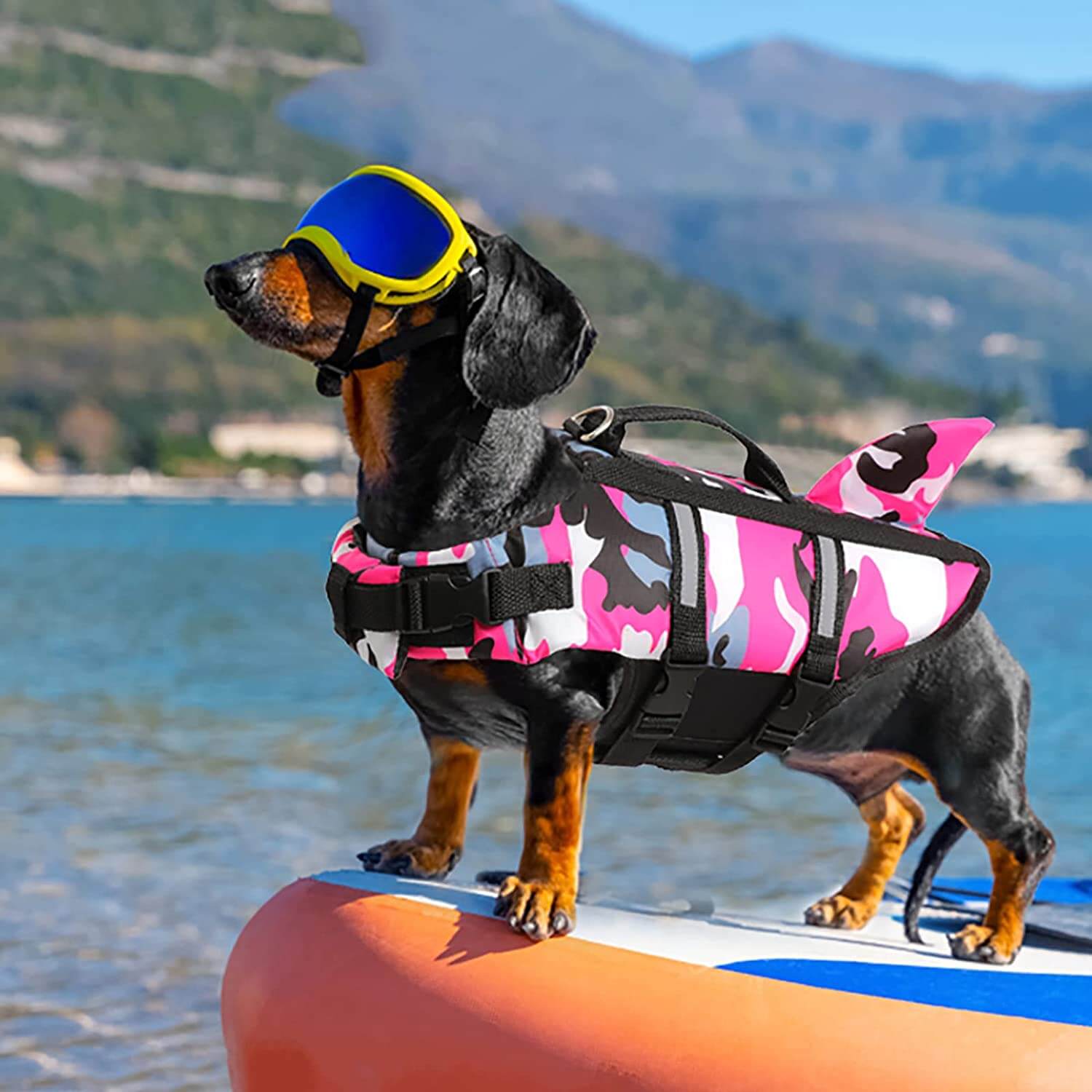 Dog Life Jacket Ripstop 600D Dachshund Swim Vest Adjustable Quick-Release Reflective Camouflage Flotation Aid Small Dog Water Safety | Koossa
