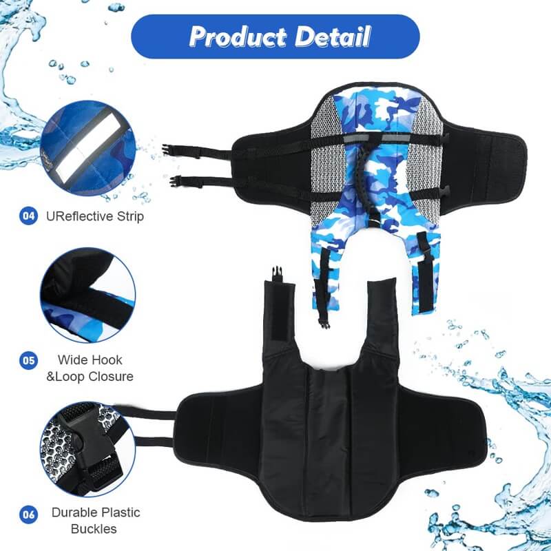 Dog Life Jacket Ripstop 600D Dachshund Swim Vest Adjustable Quick-Release Reflective Camouflage Flotation Aid Small Dog Water Safety | Koossa
