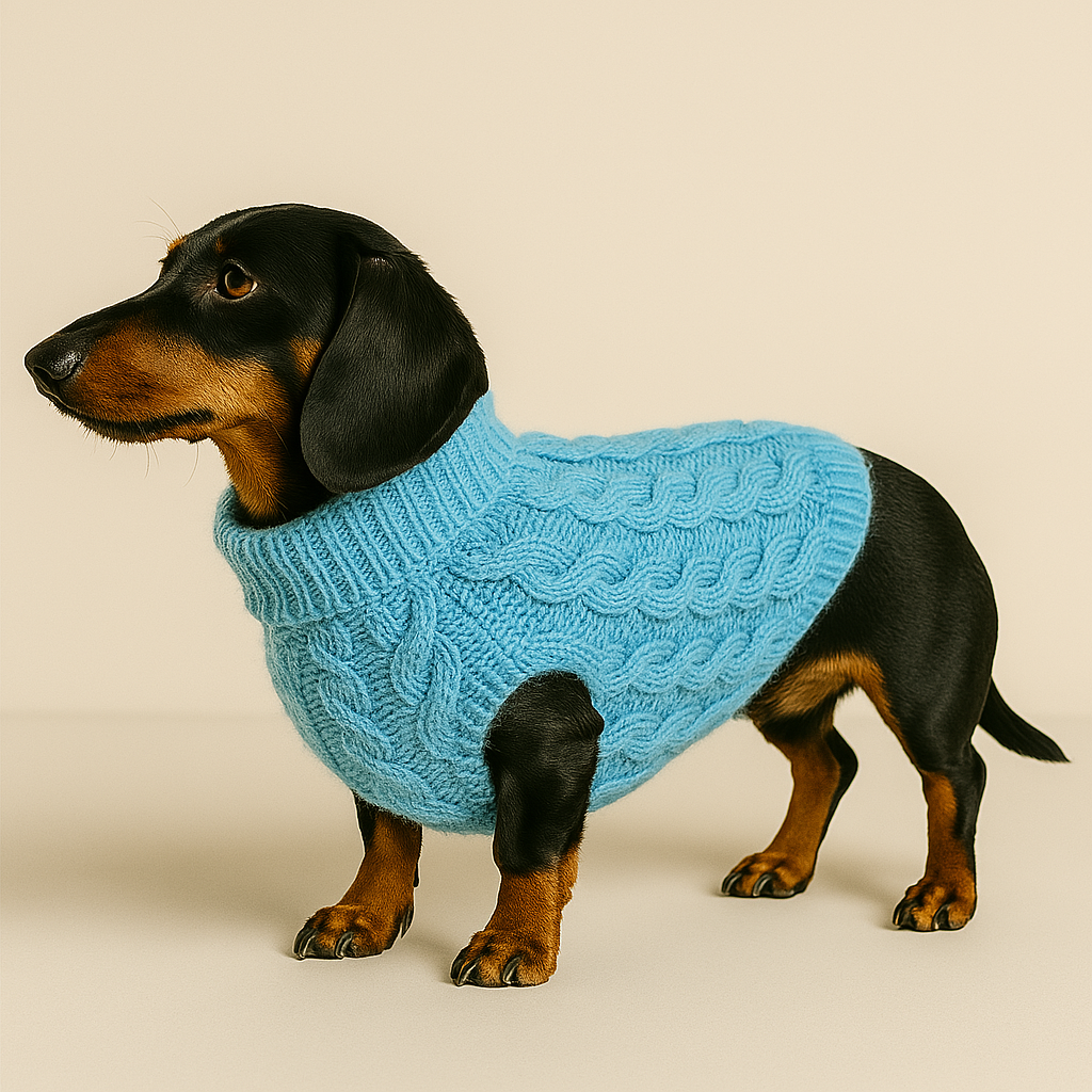 Dog Jumper Cable Knit Cotton Dachshund Sweater Turtleneck Small Dog Winter Pullover Soft Indoor Outdoor Cold Weather Coat | Koossa