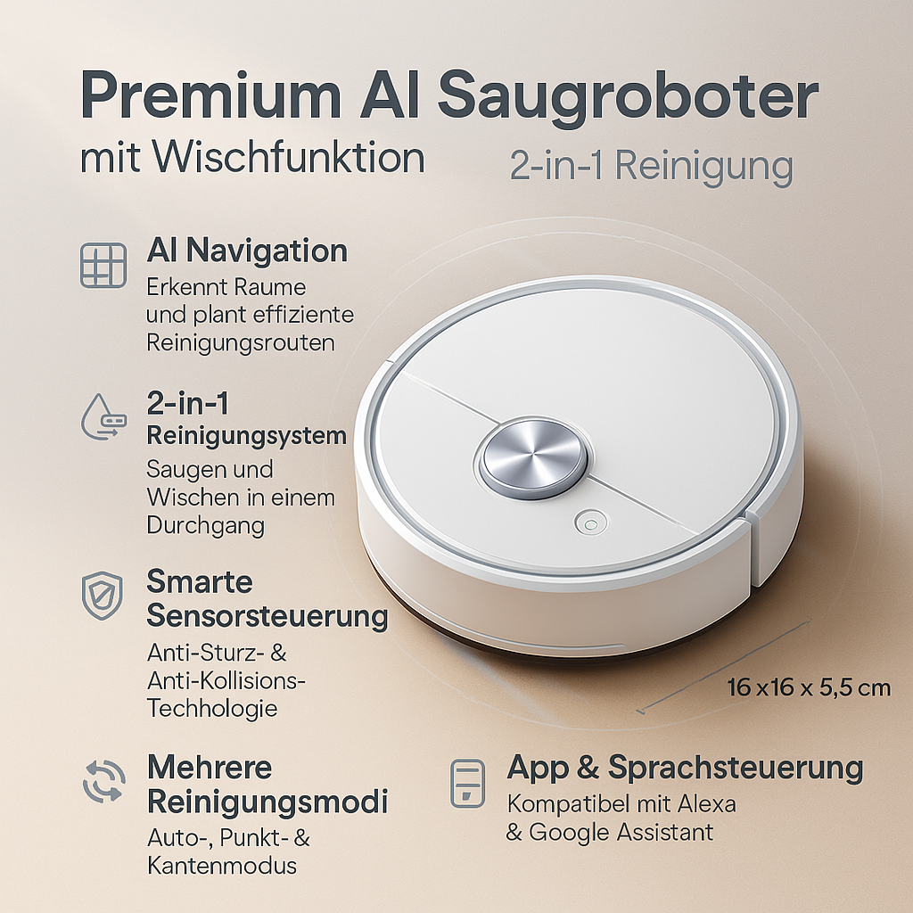 Robotic Vacuum and Mop Combo 2-in-1 Automatic Floor Cleaner Smart Navigation Self-Charging Robot Vacuum for Hardwood Tile Pet Hair | Lonoma