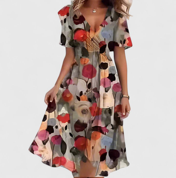 Ava | Womens Floral V Neck Midi Dress