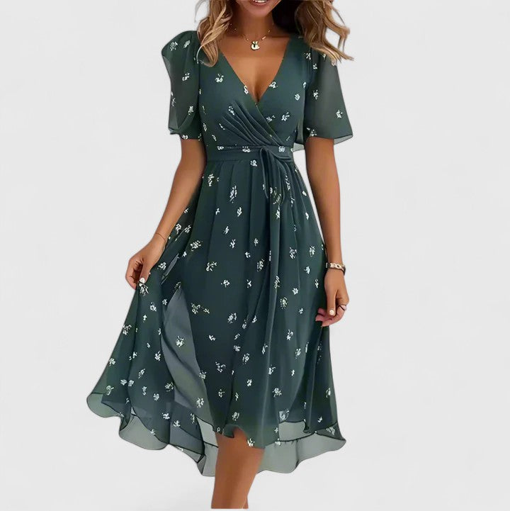 Ava | Womens Floral V Neck Midi Dress
