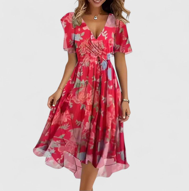 Ava | Womens Floral V Neck Midi Dress